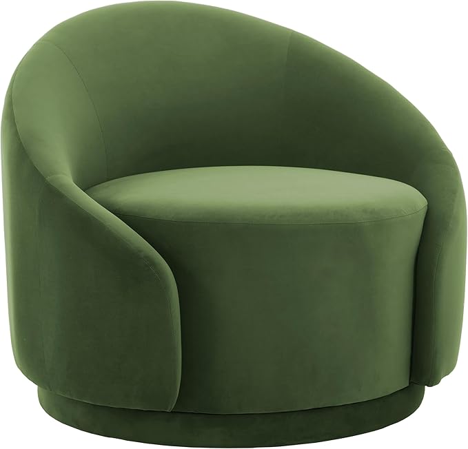UIXE Swivel Accent Chair Velvet Barrel Chair Upholstered Arm Chair for Living Room Modern Round Club Chair with Turntable Base - Green Set of 2
