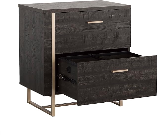 Lateral File 2 Drawer Small File Cabinet with Lock Under Desk Storage Cabinet Organizer Engineered Wood Filing Cabinets for Home OfficeAssembly RequiredBlack