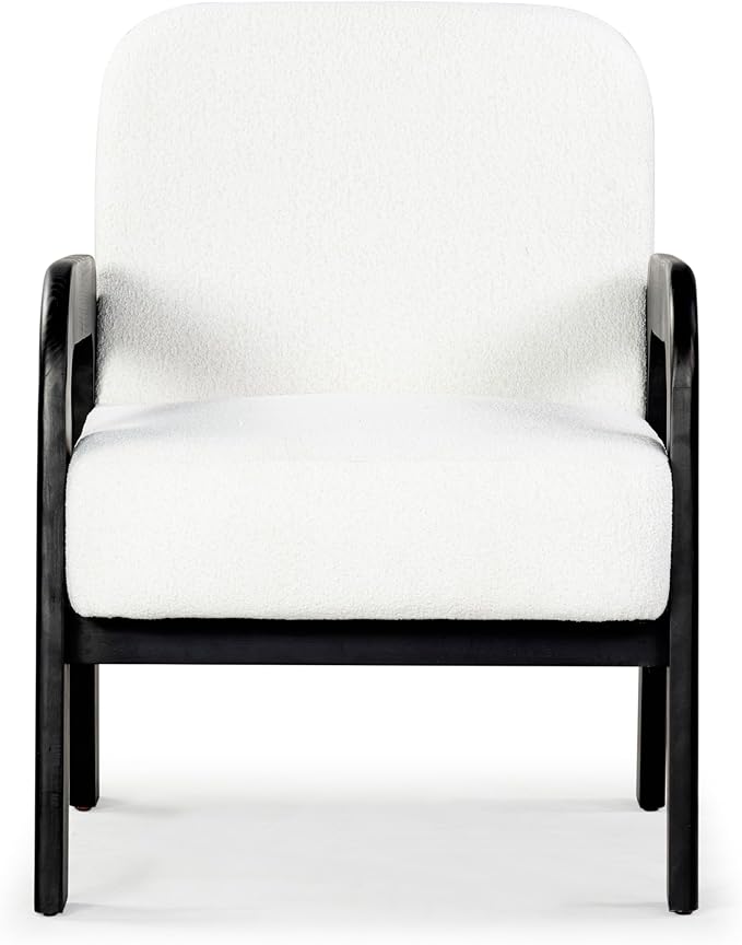 SAFAVIEH Couture Collection Roslina Ivory Boucle/Black Accent Chair (Fully Assembled)