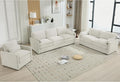 3-Piece Cozy Upholstered Sofa Set Upholstered Sofa Set with Single Sofa Loveseat and 3-Seater Sofa Oversized Comfy Cloud Sofa for Living Room Office Apartment (Beige-4c)