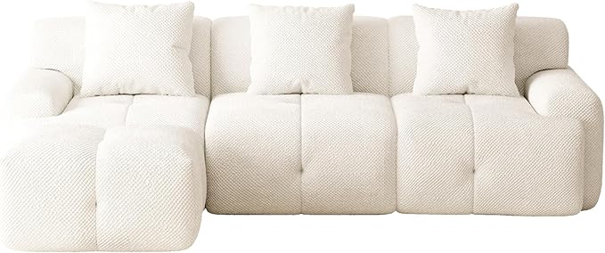 Chifee &amp Vingol 104 Modular Sectional Sofa with 1 Ottoman &amp 3 Pillows 4 Seat Upholstered Cloud Boneless Sectional Couch for Living RoomIvory