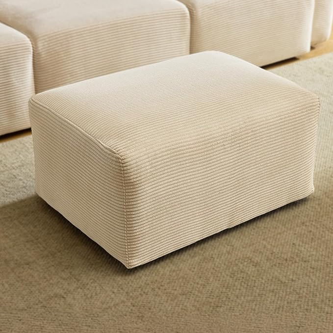 VINGLI Movable Ottoman for Corduroy Cloud Sectional Couches Cream