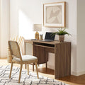 mopio Haylee Boho Farmhouse Writing Desk with Natural Rattan Exterior Door Ample Storage Adjustable Shelves for Study Vanity Makeup &amp Work in Bedroom Home Office