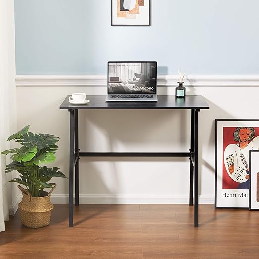 Alecono Small Computer Desk 35'' Kids Writing Desk for Small Space Simple Home Workstation Office Tiny Desk Student Study PC Gaming Table with Metal Frame for Bedroom Black (X002EYTOCB)