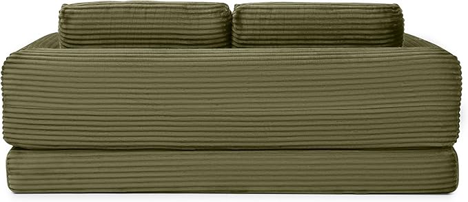 Foldable Boneless Love Seat Couches in a Box Modern Floor Foam Sleeper Sofa Bed 2-in-1 Convertible Cloud Sofa for Home Apartments Bedroom