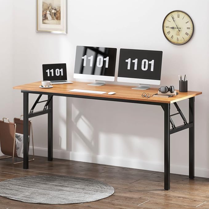 sogesfurniture Computer Desk Office Desk 59.8Inch Folding Table Laptop Desk Computer Table Workstation with BIFMA Certification No Assembly RequiredBlack BHUS-AC5-15260BB