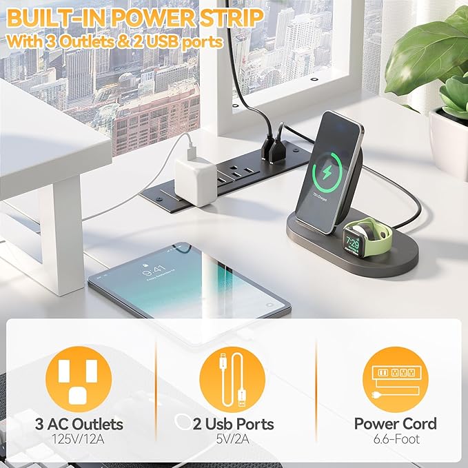 Aheaplus Small L Shaped Desk with Charging Port &amp LED Strip Reversible L-Shaped Gaming Desk Computer Desk with Monitor Stand &amp Storage Shelf Corner Desks Home Office Desk with Storage Bag W