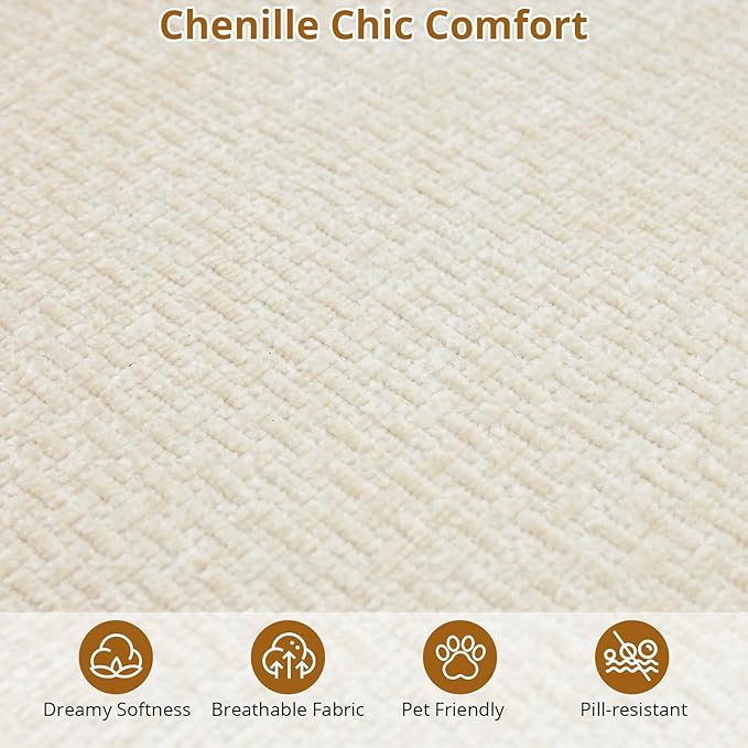 Curved Cloud Boneless Couch 106’’ Modern Comfy L-Shape No Assembly Required Sofa with Chenille Fabric Deep Seat Loveseat + Chaise for Living Room