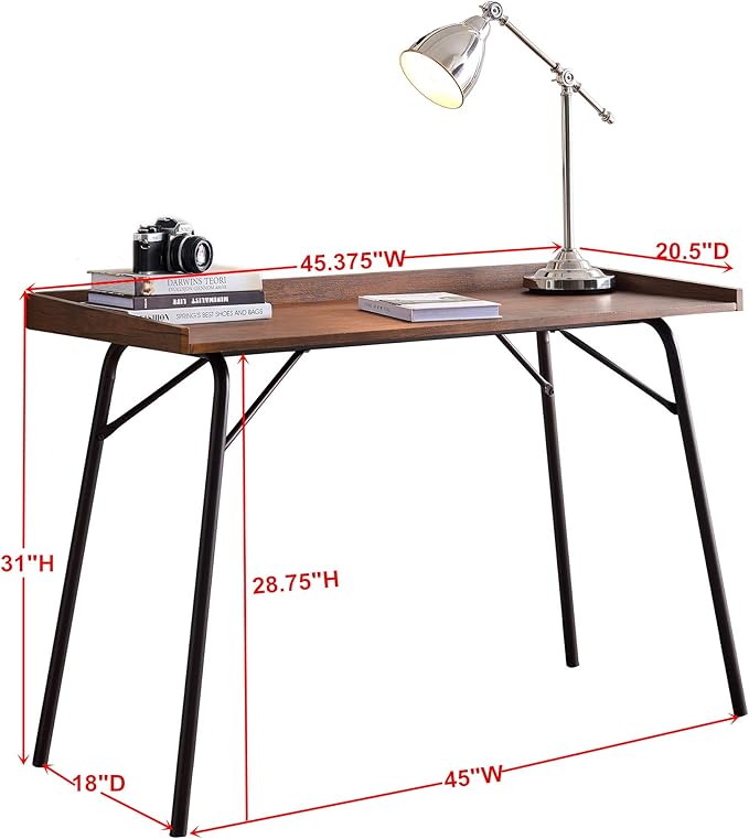 Kings Brand Furniture - Charlier Wood Home Office Computer/Writing Desk Walnut