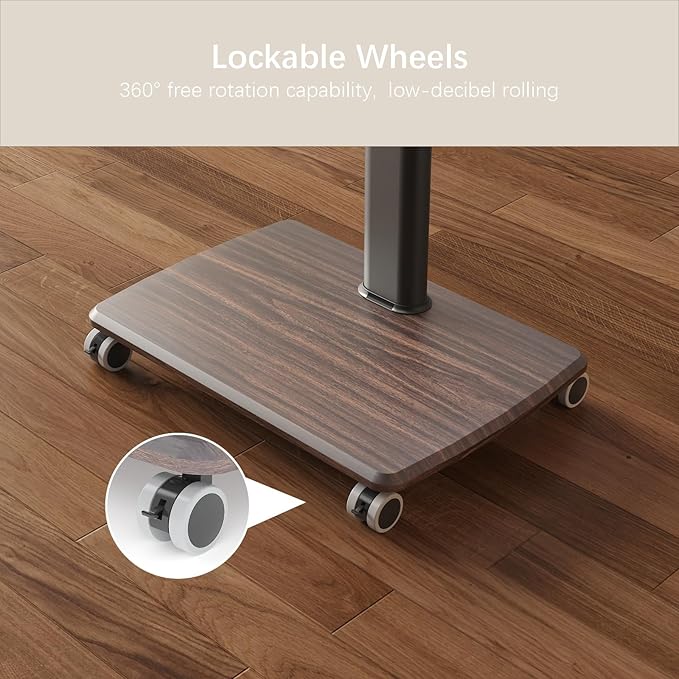 Black Rolling TV Stand for 32 to 55 65 75 85 Inch TVs Corner TV Floor Stand with Mount Universal Portable Mobile TV Cart on Wheels Small TV Stand for Bedroom Living Room