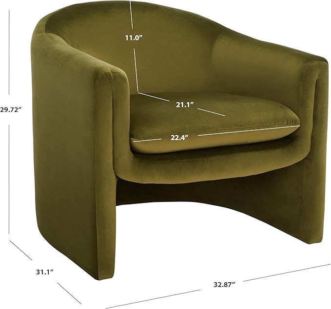 SAFAVIEH Couture Collection Laylette Olive Green Velvet Accent Chair (Fully Assembled)