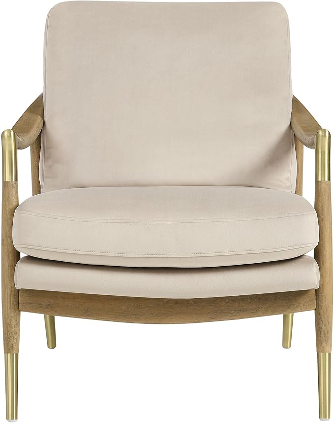 Modway Langford Stain-Resistant Performance Velvet Armchair – Mid Century Modern Velvet Chair with Wood Frame – Upholstered Accent Chair for Living Room or Bedroom