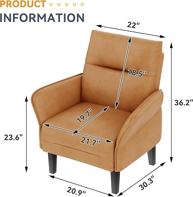 HAOBO Home Modern Accent Chair Upholstered Faux Leather Armchair Living Room Chairs Lounge Side Chairs Office Chair Brown Set of 2