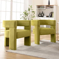 ROCTY Green Velvet Barrel Accent Chairs - Set of 2 Upholstered Side Chairs with Arms for Comfortable Sitting in Living Room or Bedroom
