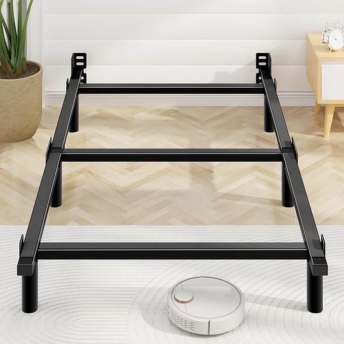 Twin Bed Frame 7 Inch Basics Metal Bed Frame Heavy Duty 9-Leg Base for Box Spring and Mattress Noise-Free Easy Assembly Black