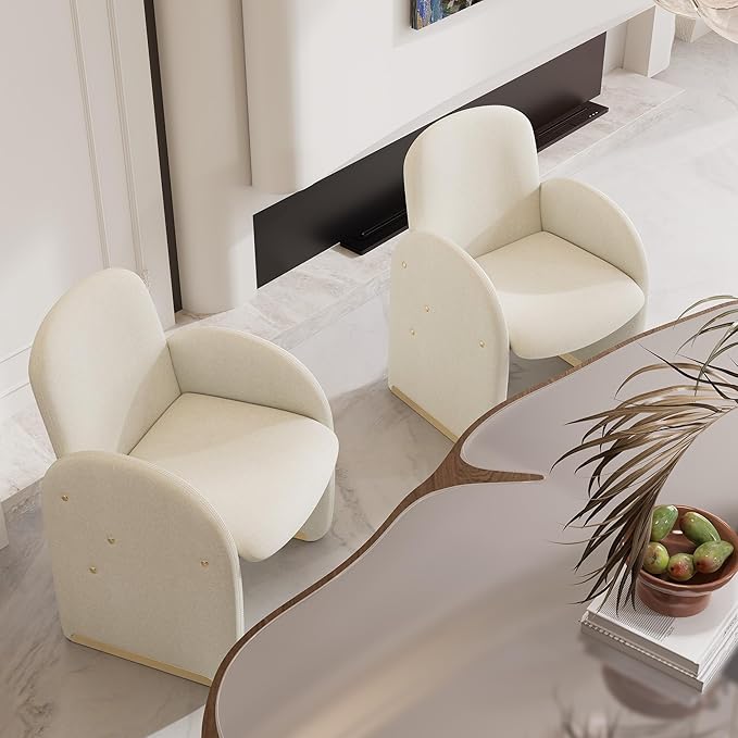 YOUTASTE Oversized Velvet Accent Chair for Living Room Mid-Century Modern Dining Room Arm Chair with Gold Metal Legs 300 LBS Capacity Comfy Upholstered Office Single Sofa Beige