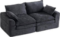 Modular Sectional Sofa80 Loveseat Boneless Couch with Deep SeatUpholstered Cloud Couch with Side PocketsNo Assembly RequiredChenilleBlack
