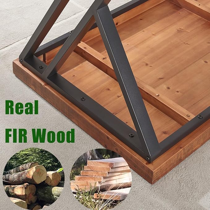 Real Wood Computer Desk Home Office Solid Wood Writing Desk Farmhouse Long Natural Wood Executive Work Desk Industrial Rustic Wooden Metal PC Gaming Office Table Workstation Brown 60 in