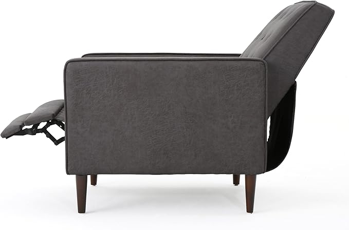 Christopher Knight Home Mervynn Mid-Century Modern Microfiber Recliner Slate / Dark Espresso