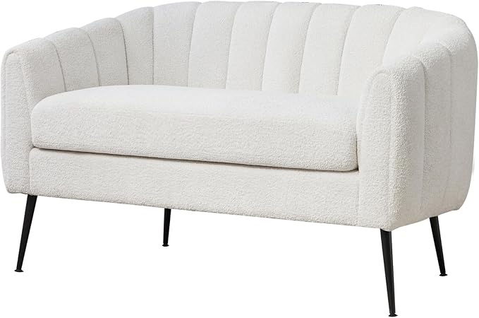 Chifee &amp Vingol White Loveseat Sofa 50.2 Wide Upholstered Loveseat Accent Couch with Metal Legs Modern 2-Seater Sofa for Living Rooms Bedroom Apartment OfficeIvory