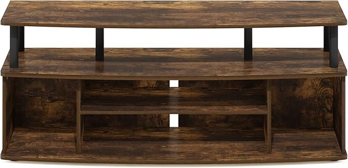 Furinno Jaya Large Entertainment Center Stand Unit/TV for up to 55 inch Amber Pine/Black