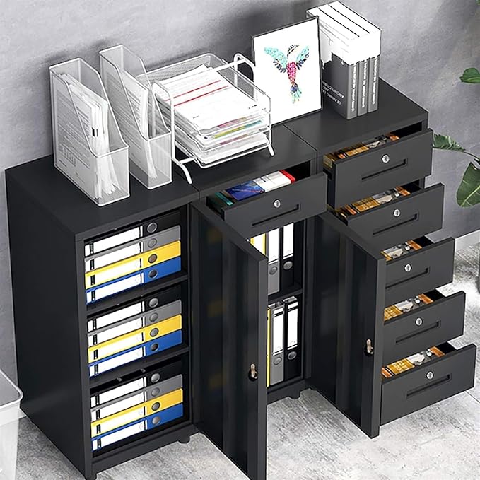 Filing Cabinet Multi-Drawer Mobile Office Cabinet with Locking File Drawer Cabinet Metal Data Cabinet (Color : White Size : 5)
