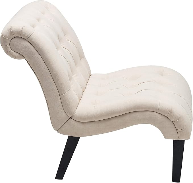 Awonde Modern Accent Chair Armless Bedroom Living Room Chairs Upholstered Leisure Lounge Chair Side Chairs for Office Club Guest Ivory Linen