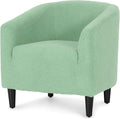 Modern Barrel Chair Furry Sherpa Accent Chair with Wood Legs Elegant Upholstered Armchair Single Sofa Chair for Bedroom Living Room Office Green
