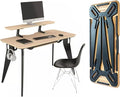 HOEK Desk Bundle Modular Work from Home Desk with Monitor Shelf Under Shelf Side Hook and Wall Cleat Compact 47.5 x 23 Durable Laminate Surface Easy Tool-Free Assembly (Birch/Black)