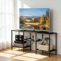 OYEAL Black Bedroom TV Stand with Power Outlets up to 50 inch TV Small Entertainment Center Stand with Storage Modern Media TV Console Table for Living Room Bedroom
