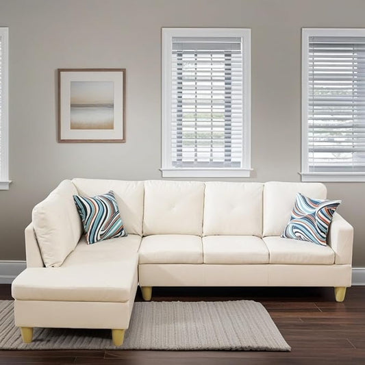 L-Shaped Sectional Sofa Modern Sectional Couches Home Sofas for Living Room with Movable Chaise Modular Living Room Sets Furniture for Apartment Bedroom &amp Office White