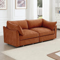 Modern Style Loveseat Sofa with Pull Out Storage Drawers Under Each Seat 2-Seat Couch with Excellent Storage Space Suitable for Small Living Rooms