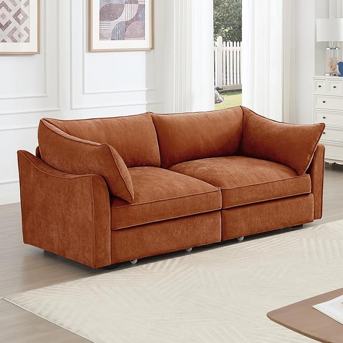 Modern Style Loveseat Sofa with Pull Out Storage Drawers Under Each Seat 2-Seat Couch with Excellent Storage Space Suitable for Small Living Rooms