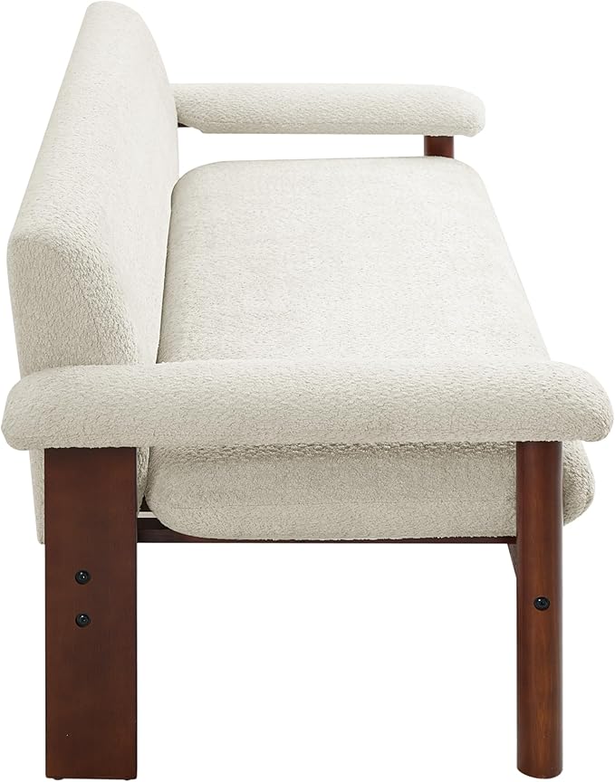 Christopher Knight Home Vincenzo 72.8 Loveseat Large Couch Chair Berber Fleece Sofa Upholstered Loveseat Soft Pillow Armchair Rubberwood Legs Couch Reading Sofa for Living Room Home Rest Beige