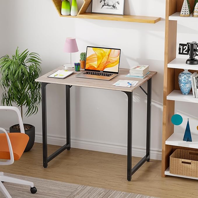 PayLessHere | 32 Inch Computer Desk | Nature | Office Desk with Metal Frame Adjustable Feet | Water-Resistant Scratchproof Surface | Sturdy Writing Table for Home Office or Study | Pack of 1