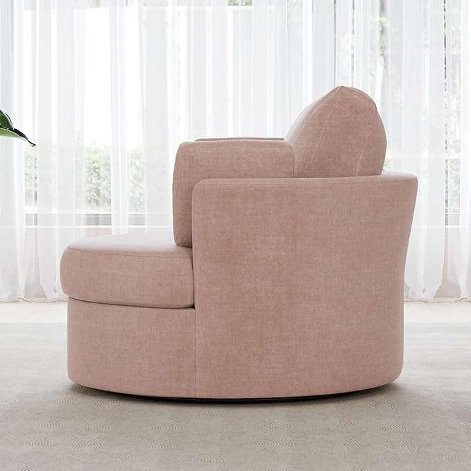 STARY Upholstered Swivel Barrel Sofa Modern Accent Chair with Cozy Cushioning Stylish Rotating Chair for Living Room Bedroom or Office