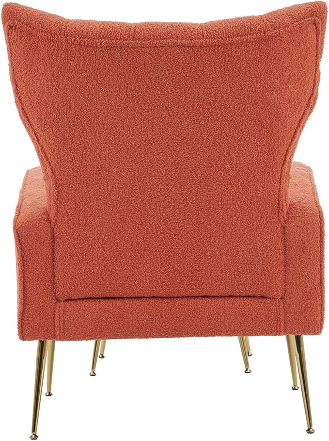 Modern Accent Chair with Ottoman Comfy Armchair for Living Room Bedroom Apartment Office (Brick red)