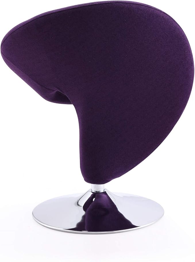 Manhattan Comfort Curl Swivel Accent Chair Set of 1 with 360° Turn Fully Assembled Upholstered in Wool Blend Modern Ergonomic Design with Polished Chrome Base Set of 1 Purple
