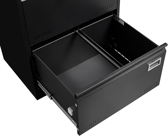 File Cabinet 2 Drawer Metal Filing Cabinet with Lock Office Lateral Filing Cabinets for Letter/Legal/F4/A4 Size File Cabinets for Home Office Black