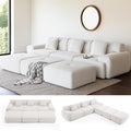 122 Modular Sectional Sofa Convertible L-Shape Cloud Couch Corduroy Upholstered Boneless Sofa Set with Deep Seat &amp Movable Ottoman No Assembly Needed for Living Room Bedroom Home Office Bei
