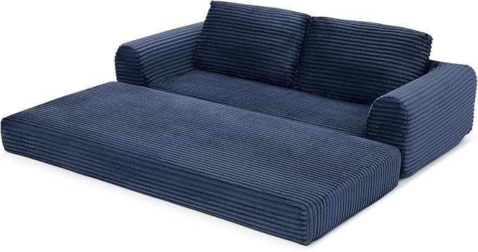 Foldable Boneless Love Seat Couches in a Box Modern Floor Foam Sleeper Sofa Bed 2-in-1 Convertible Cloud Sofa for Home Apartments Bedroom