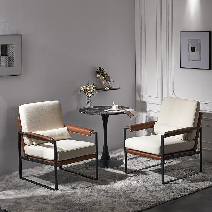 Beige Living Room Chairs Single Sofa Chair Side Chair for Living Room Living Room Accent Chair Office Accent Chair Armrest Frame Farmhouse Living Room Chair for Living Room Bedroom 63 x 80 x 89Cm