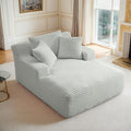 Oversized Chaise Lounge Chair Indoor Corduroy Sofa Bed with Throw Pillows Recliner Chair Comfy Large Deep Seat Sofa Couch for Living Room Bedroom Apartment (Light Grey)