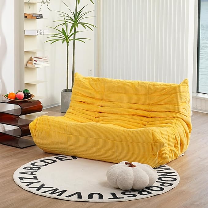N&ampV Fireside Loveseat Mid Century Armless Twin Size Floor Sofa Soft Premium Corduroy Floor Lounge Chair Foam Sofa Accent Chair for Living Room Bedroom and Office Tuscany