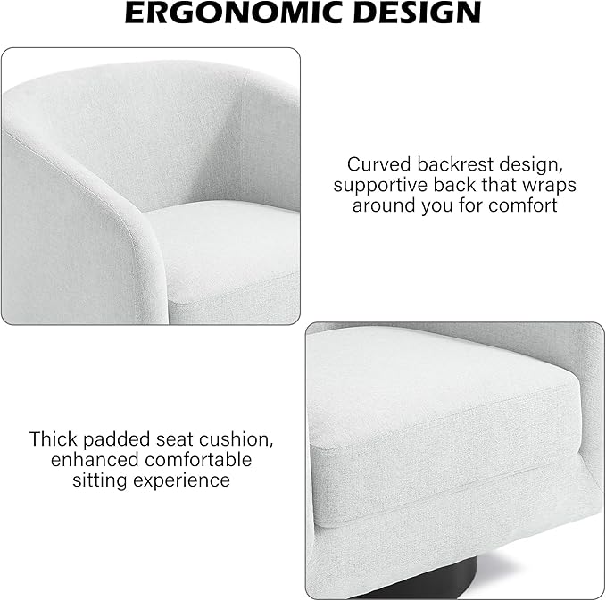 Swivel Barrel Accent Chair Modern Round Chenille Fabric Arm Chair for Living Room Bedroom Comfy Club Reading Chairs for Adults（Chenille Fabric Beige Set of 1