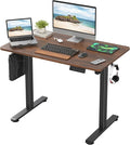 Electric Standing Desk Adjustable Height Stand up Desk Sit Stand Home Office Desk with Splice Board (Reddish Brown 40 x 24 inches)