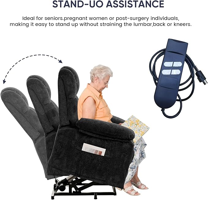 ijuicy Dual Motor Recliner ChairElectric Lift Reclining Lounge Chair with Lumbar Heating and Vibrating Massage for SeniorsAdjustable Reclining Electric Massage ChairBlack