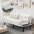 Convertible Futon Double Sofa Bed2 in 1 with Adjustable Backrest Memory Foam Loveseat for Living Room Bedroom Office Apartment Compact Sofa(Beige)