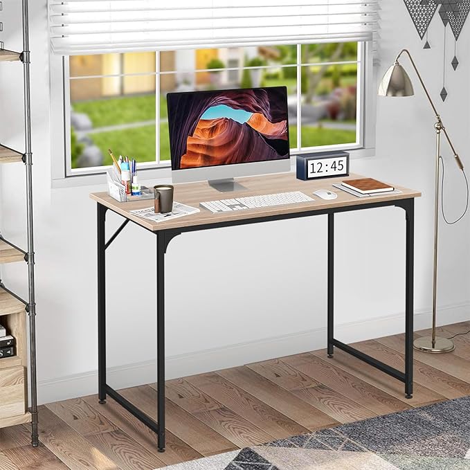 YRLLENSDAN Wooden Large Desk 48 Inch Gaming Desk Modern Writing Desk Workstation PC Laptop Table for Home and Office Nature