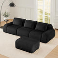 114 Oversized Modular Sectional Sofa Flannelette 3-Saeter Boneless Couch with Ottoman Comfy Deep Seat Cloud Couch Highly Textured L Shaped Sectional Couches for Living Room No Assembly Black